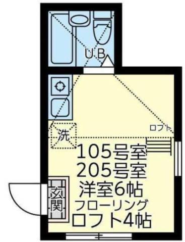 ユナイト上大岡アルフェッタの杜(ワンルーム/1階)の間取り写真
