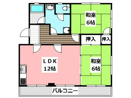 シャンテ並木I(2LDK/3階)の間取り写真