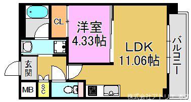 プレジオ荒本新町(1LDK/3階)の間取り写真