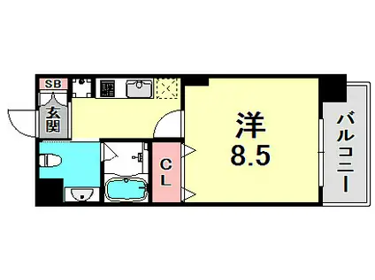 エステムコートみなと元町・THE・FIRST(1K/14階)の間取り写真