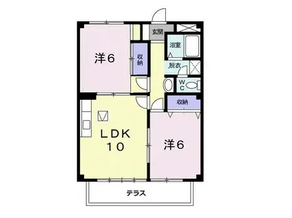 ビューハイツ坂間(2LDK/1階)の間取り写真