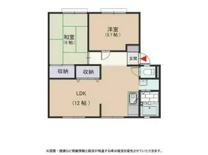 ウインディア草部(2LDK/2階)の間取り写真