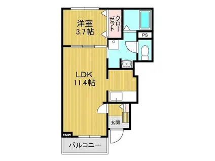 ボナールAOKI A(1LDK/1階)の間取り写真