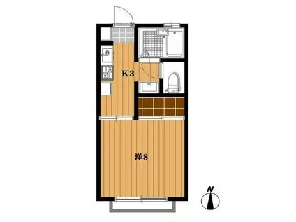 ヴィレッジ2(1K/1階)の間取り写真