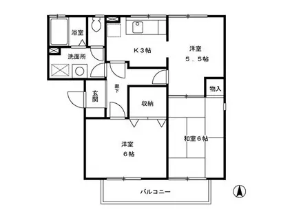 フレマリール塩澤A(3K/2階)の間取り写真