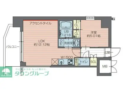 プレジオ川口ASIAN(1LDK/4階)の間取り写真