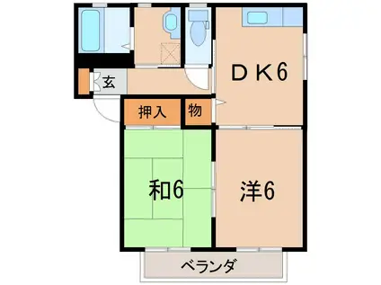 ヴェルジュール寺畑(2DK/2階)の間取り写真