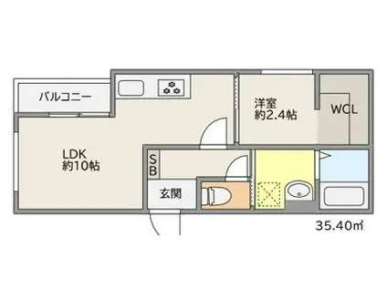 TRIOVE JR久留米駅前(1LDK/2階)の間取り写真
