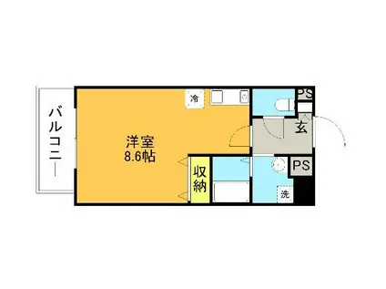 アリターレ薬院(ワンルーム/4階)の間取り写真