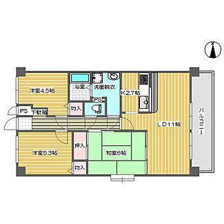 メゾン無憂館(3LDK/8階)の間取り写真