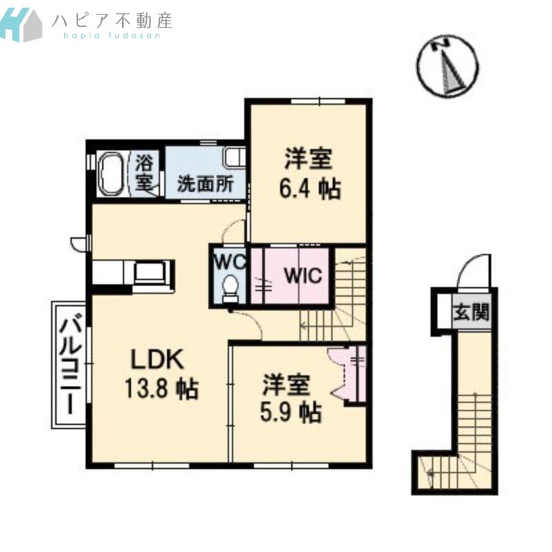 シャイン(2LDK/2階)の間取り写真