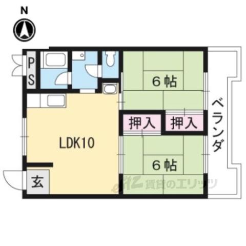 エバー・グリーン宇治弐番館(2LDK/3階)の間取り写真