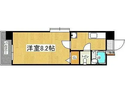 ウィングス片野I(1K/4階)の間取り写真