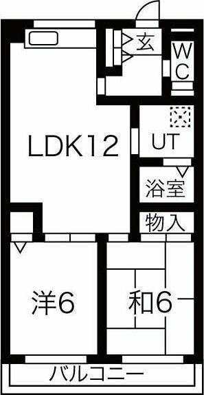 シンフォニア不二(2LDK/3階)の間取り写真
