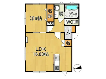 レジデンス山崎II(1LDK/1階)の間取り写真