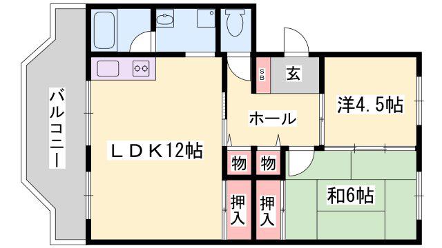 八丈岩マンション(2LDK/2階)の間取り写真