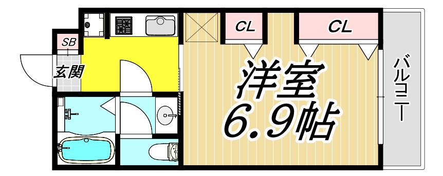 コンフォート南塚口町(1K/3階)の間取り写真