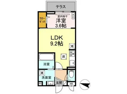 E-COMFORT FLAT(1LDK/1階)の間取り写真