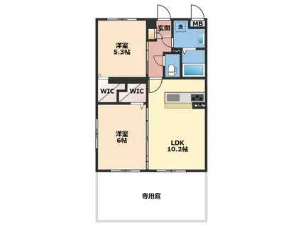 ユーミー三葛(2LDK/1階)の間取り写真