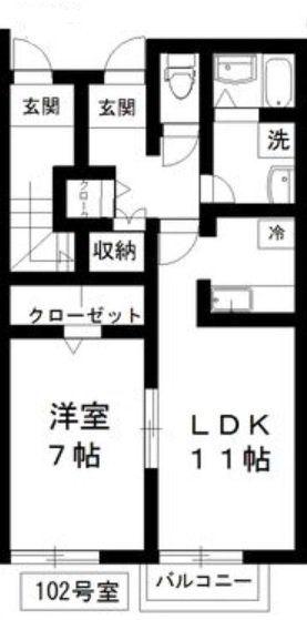 シエスタ(1LDK/1階)の間取り写真