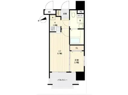 グランフォーレプライム箱崎(1LDK/4階)の間取り写真