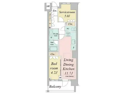 ドゥーエ早稲田(1SLDK/3階)の間取り写真