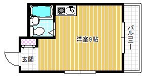 喜志マンション(ワンルーム/2階)の間取り写真