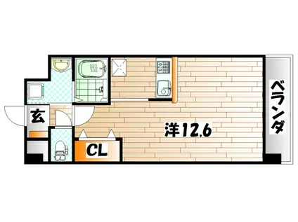 エヴァーグリーンN(1K/4階)の間取り写真