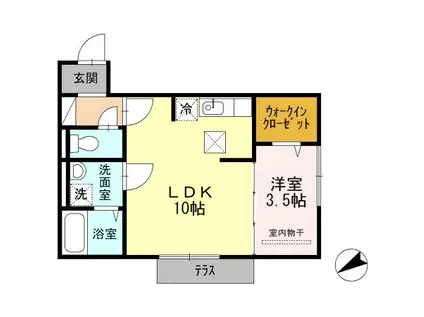 おおくぼの森(1LDK/1階)の間取り写真