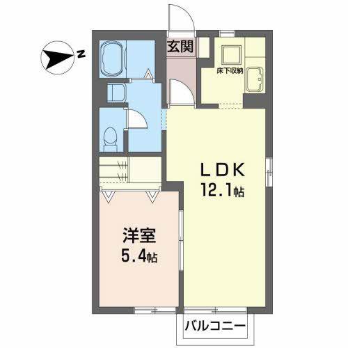 ヴェルドミール川平(1LDK/1階)の間取り写真