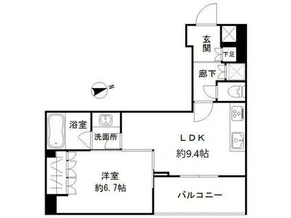 RODIA立川(1LDK/8階)の間取り写真