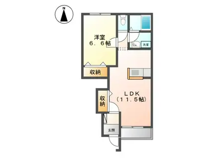 パストラル(1LDK/1階)の間取り写真