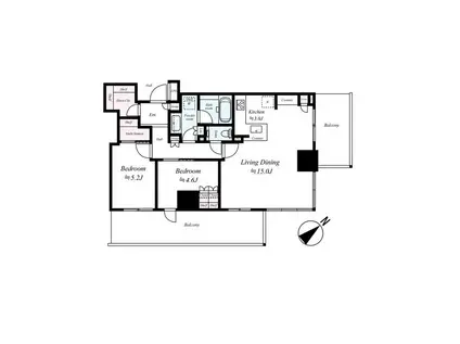 ドレッセタワー武蔵小杉(2LDK/5階)の間取り写真