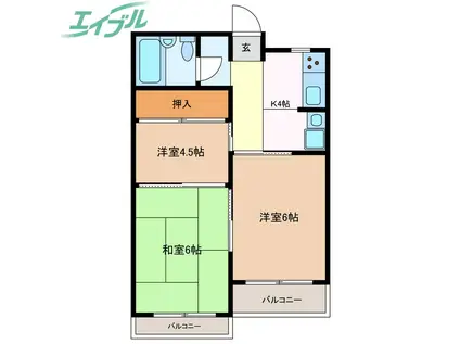 SUN LUMIERE BLD KUNOSHIRO(3K/3階)の間取り写真