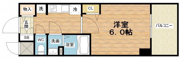 プレサンス松屋町ヴィゴラス(1K/3階)の間取り写真