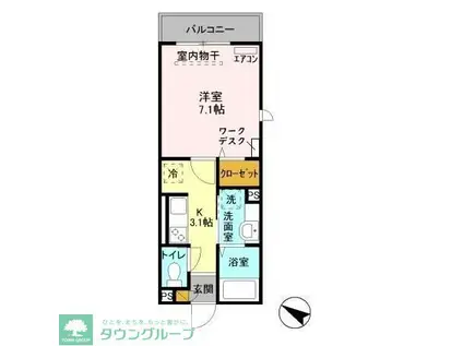 AXIS北松戸(1K/3階)の間取り写真