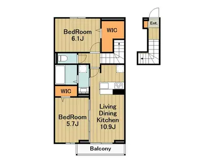 ラルブルボヌール(2LDK/2階)の間取り写真