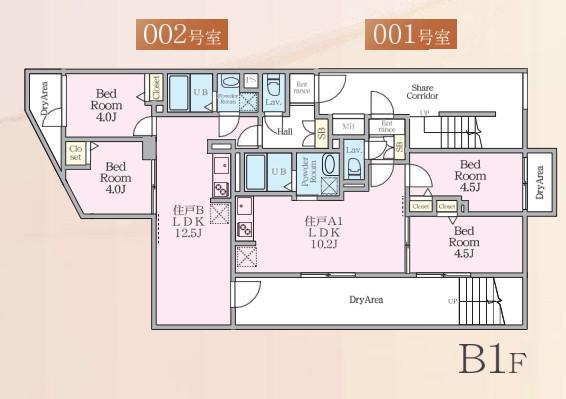 HJクラウンI(2LDK/B1階)の間取り写真
