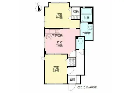 エーデルハイムCHIYO(2DK/2階)の間取り写真