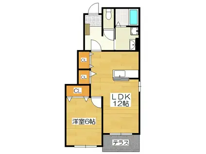 ベルメゾン D(1LDK/1階)の間取り写真