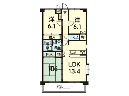 レインボーブリッジII(3LDK/3階)の間取り写真
