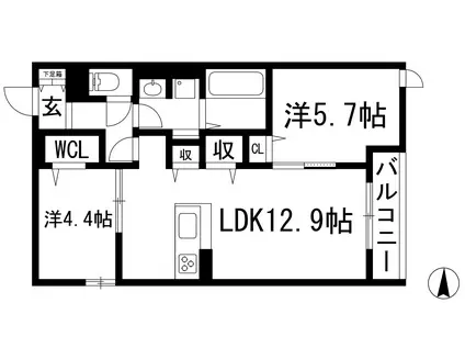 D-RESIDENCE宇保町(2LDK/2階)の間取り写真