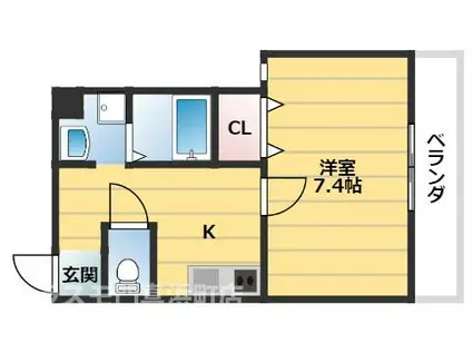 ヴィラナリー放出(1K/3階)の間取り写真