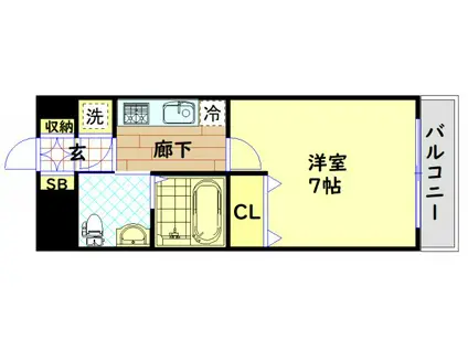 エスリード弁天町パークプレイス(1K/6階)の間取り写真