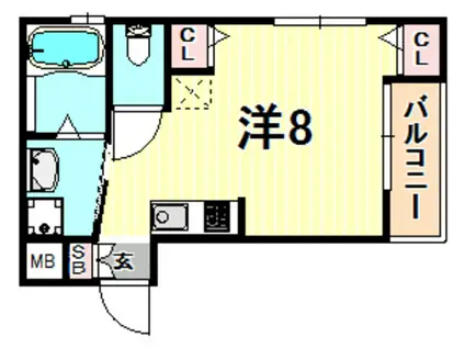 ワコーレヴィータ灘ウエスト(1K/1階)の間取り写真