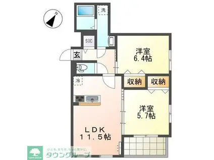 ラ・ロンディーネ(2LDK/2階)の間取り写真