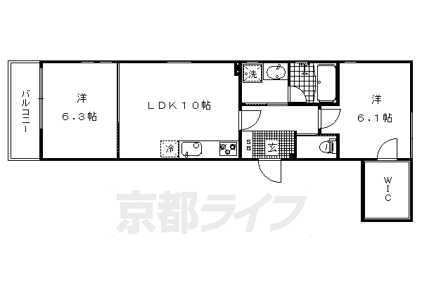 BOULOGNE府庁前(2LDK/2階)の間取り写真