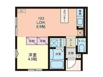 EFFORIA TRIA(1LDK/1階)の間取り写真