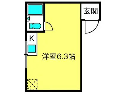 フジコービル(ワンルーム/1階)の間取り写真