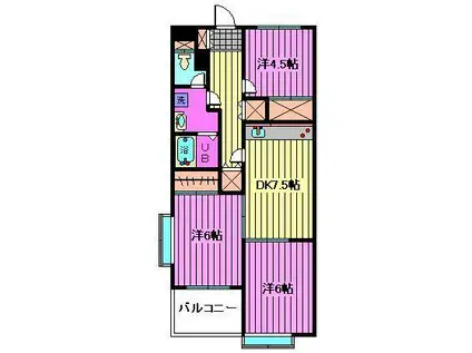 アゼリアコート(3DK/1階)の間取り写真